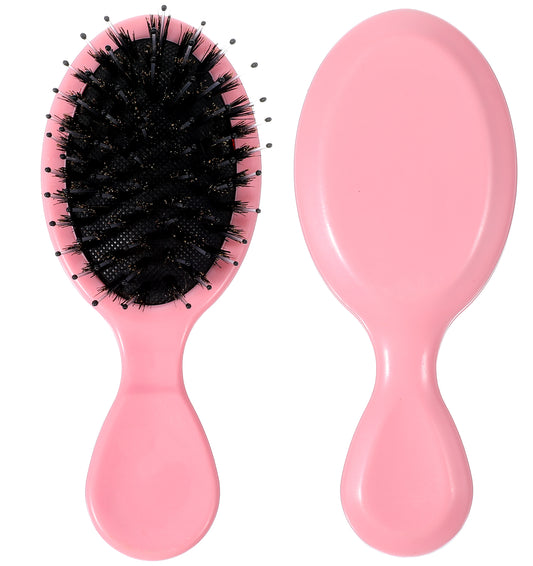 Mini Boar Bristle Hair Brush, Small Boar Bristle Hair Brush for Daily Commuting Business Trip Travel Children Pets