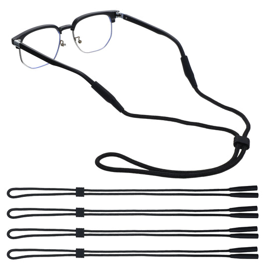 Elegaperma 4pcs Sunglass Holder Strap,Sunglasses Strap for Men Women Kids,Keep Glasses from Falling Off,Eyeglass Around Neck Straps,Eyewear Lanyard Retainer,Black