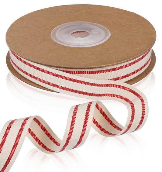 Red and White Ribbon, 5/8 Inch*10 Yards Red and White Striped Ribbon