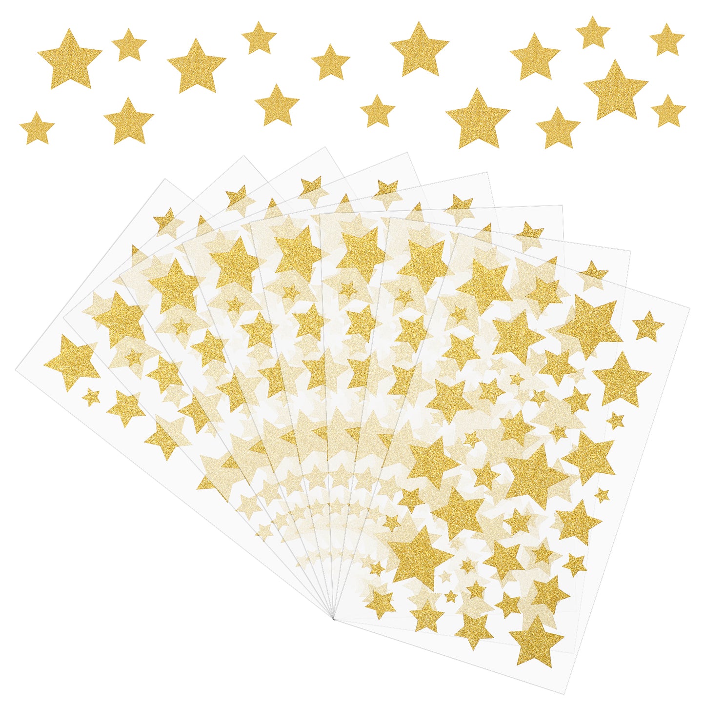 Elegaperma Gold Stars Stickers - 8 Sheet Holographic Foil Star Stickers, 5 Sizes Self-Adhesive Gold Star Sticker Small for for Kids Reward Behavior Chart School Classroom Teacher Students Supplies