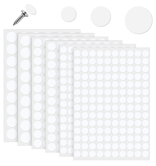 580 Pieces White Screw Cover Stickers, Self-Adhesive Screw Covers White