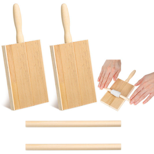 Oruola 2 Sets Pasta Board Wooden, Wood Gnocchi Maker, Gnocchis Paddle for Homemade Pasta for Pastas Lovers Baking, Easy to Carry and Hold, Used for Making Pastas, Potato Balls, and Butter