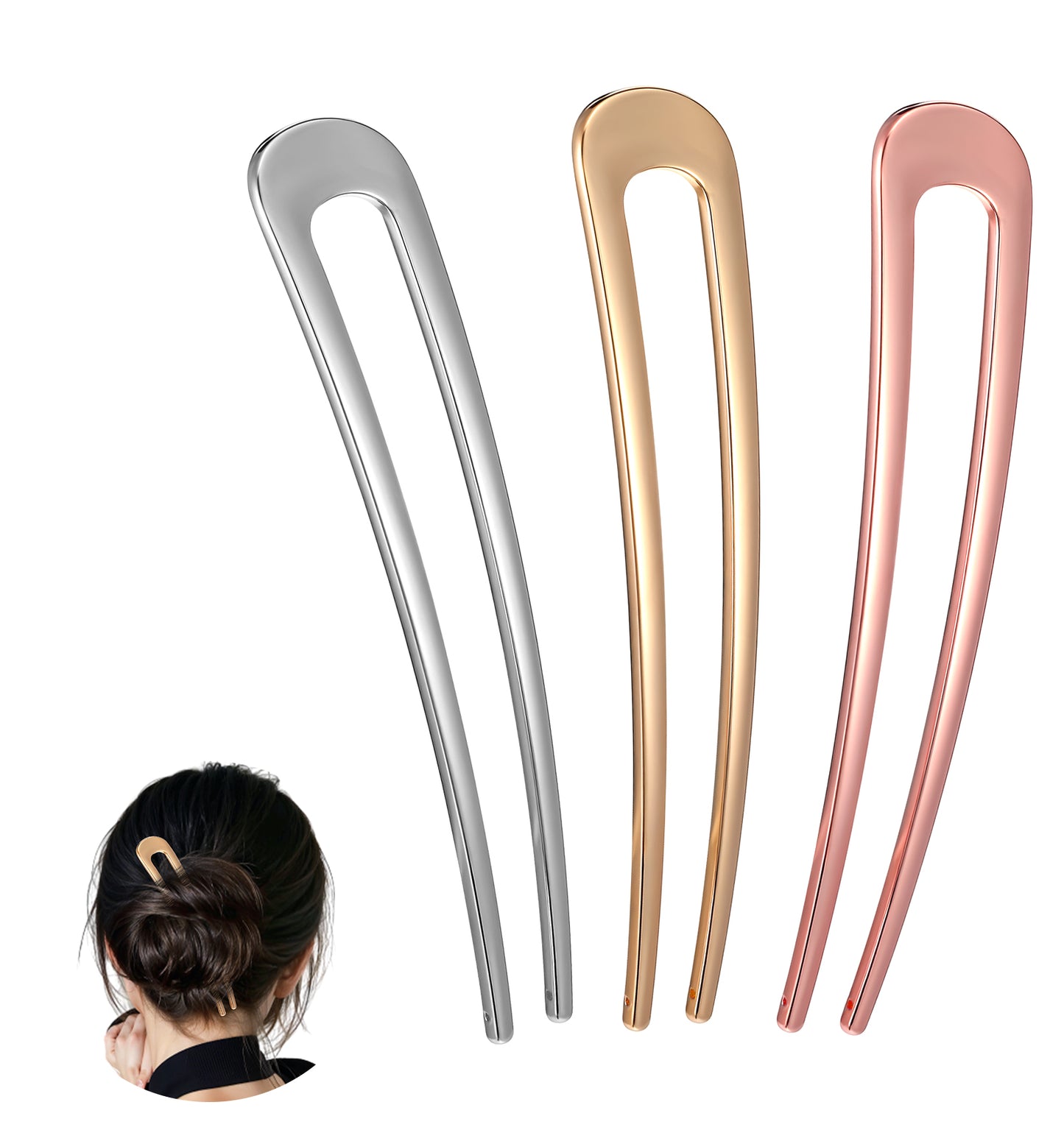 French Hair Pin, 3 Pcs Hair Fork