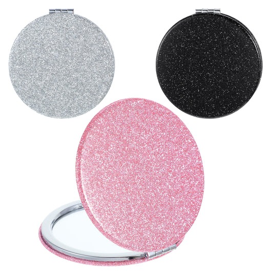 guduling 3 Pcs Mini Mirror,Round Compact Mirror for Handbag,3 Color Pocket Mirrors for Women for Men & Women, Slim Round Cosmetic Mirrors Fits Pocket, Purse or Wallet