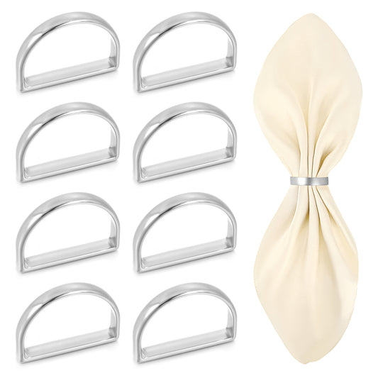 Oruola 8 PCS Silver Napkin Rings, Elegant Metal Napkin Rings Silver for Weddings, Dinner Parties, Thanksgiving, and Holiday Table Decorations