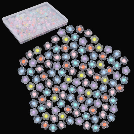 Guduling 150 Pcs Flower Beads for Bracelet Making,Acrylic Flower Beads,Mix Candy Colors Flowers Bead for Crafts,for DIY Jewelry Making, Necklace and Bracelet Supplies