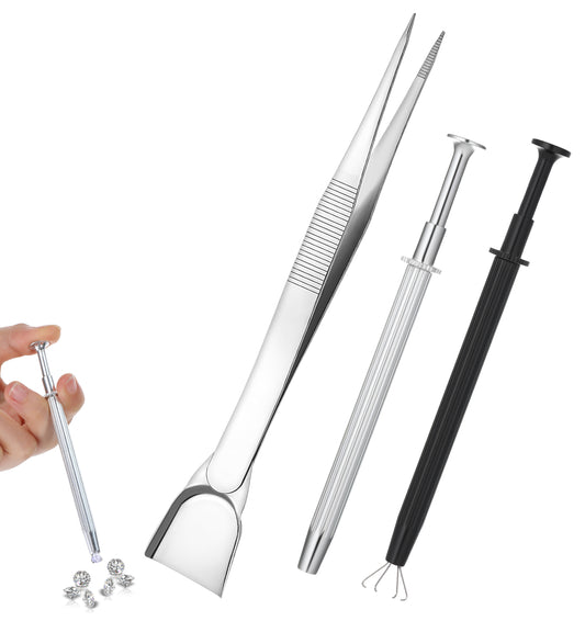 Piercing Grabber Tool, 3 Pcs Piercing Ball Grabber to Change Jewellery, Tiny Objects (Silver, Black)