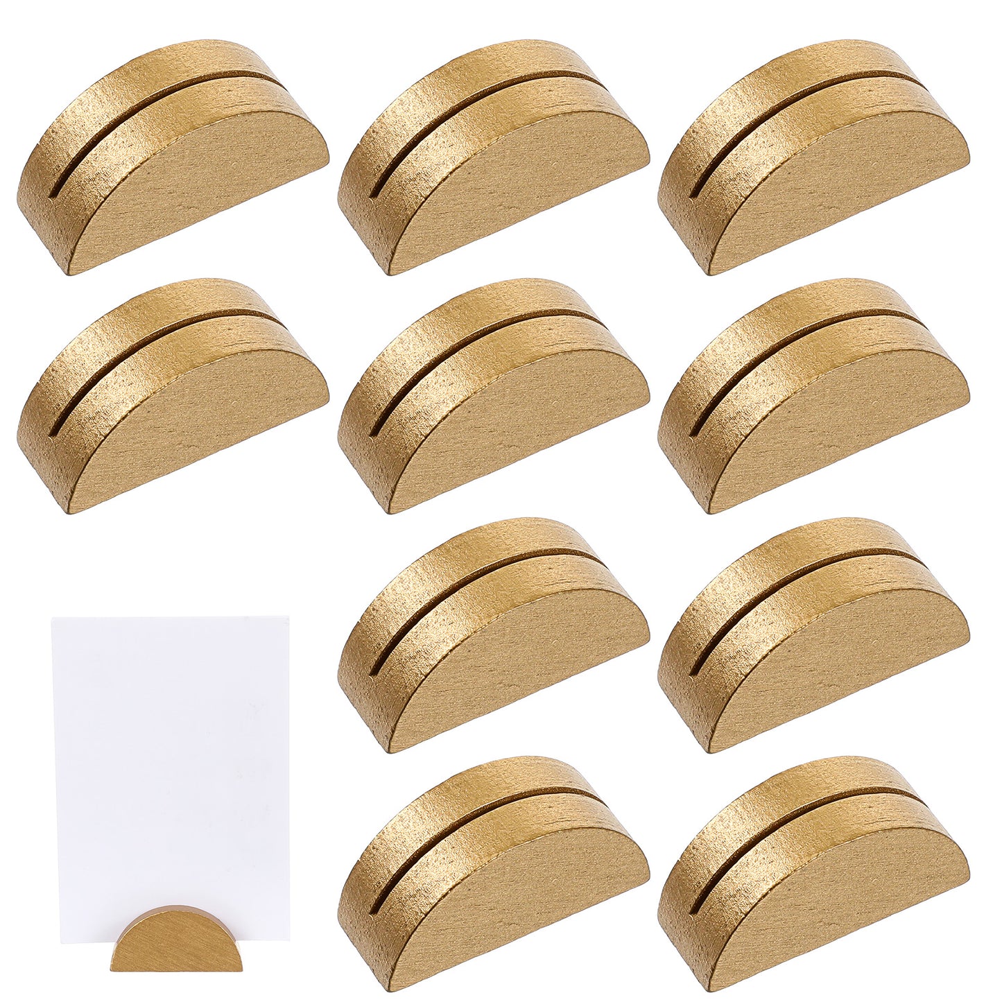 Elegaperma 10 Pcs Wood Place Card Holders, Gold Wooden Table Number Holder, Mini Wooden Card Holder Wood Place Cards Holders for Wedding Party