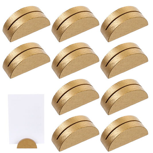 Elegaperma 10 Pcs Wood Place Card Holders, Gold Wooden Table Number Holder, Mini Wooden Card Holder Wood Place Cards Holders for Wedding Party