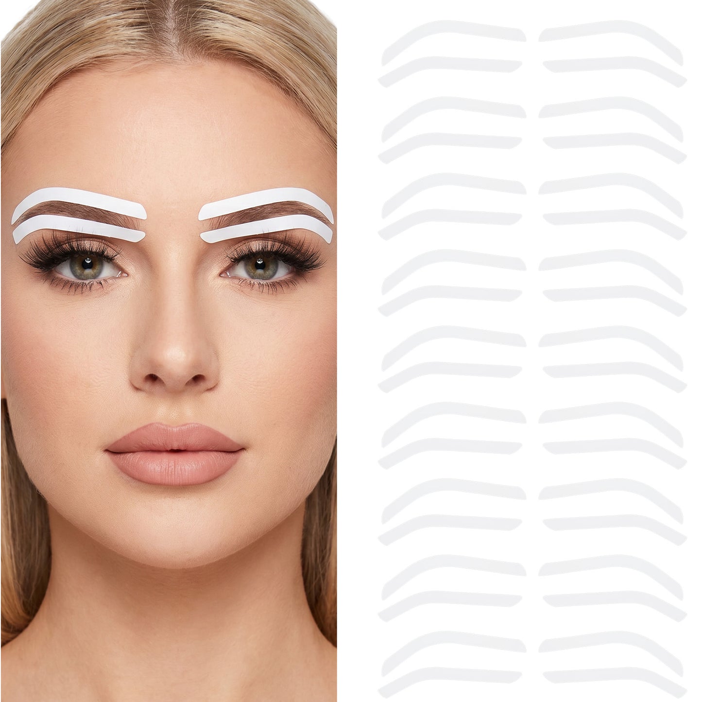Guduling 100 Pcs Eyebrow Stencils for Beginners,Eyebrow Stencil, Adhesive Eyebrows Stencils for Women, Classic Shape Eyebrows Tape Strips Gentle Adhesive for Microblading,Tattoo