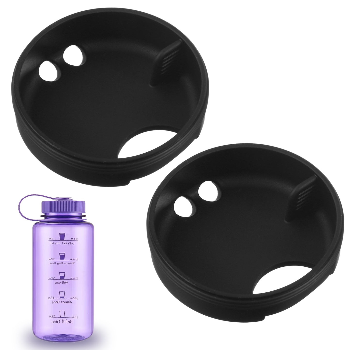 oruola 4 Pack Silicone Nalgene Splashguard for Wide Mouth,Black Silicone Wide Mouth Splash Guard,Water Bottle Splashguard Insert Lid with Finger Grip,for 53mm Nalgene Wide Mouth Lid(Black)