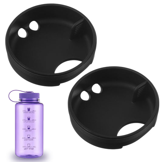 oruola 4 Pack Silicone Nalgene Splashguard for Wide Mouth,Black Silicone Wide Mouth Splash Guard,Water Bottle Splashguard Insert Lid with Finger Grip,for 53mm Nalgene Wide Mouth Lid(Black)