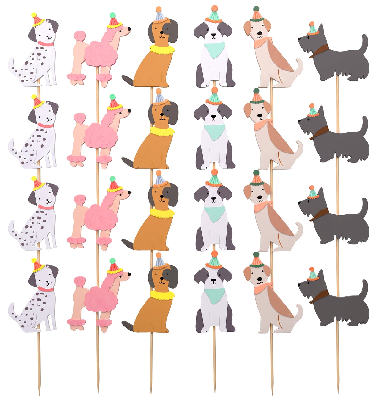 24 Pcs Dog Cupcake Toppers, Puppy Cake Topper Clear Cute Puppy Pattern