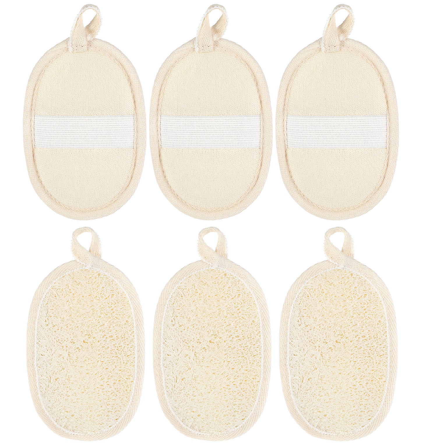 Natural Loofah, 3Pcs Exfoliating Sponge