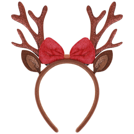 guduling Deer Antlers Headband,Brown Reindeer Antlers Headband,Christma Antler Headbands,Christmas Headbands for Women,for Christmas Holiday Hair Accessories - Cosplay Costume