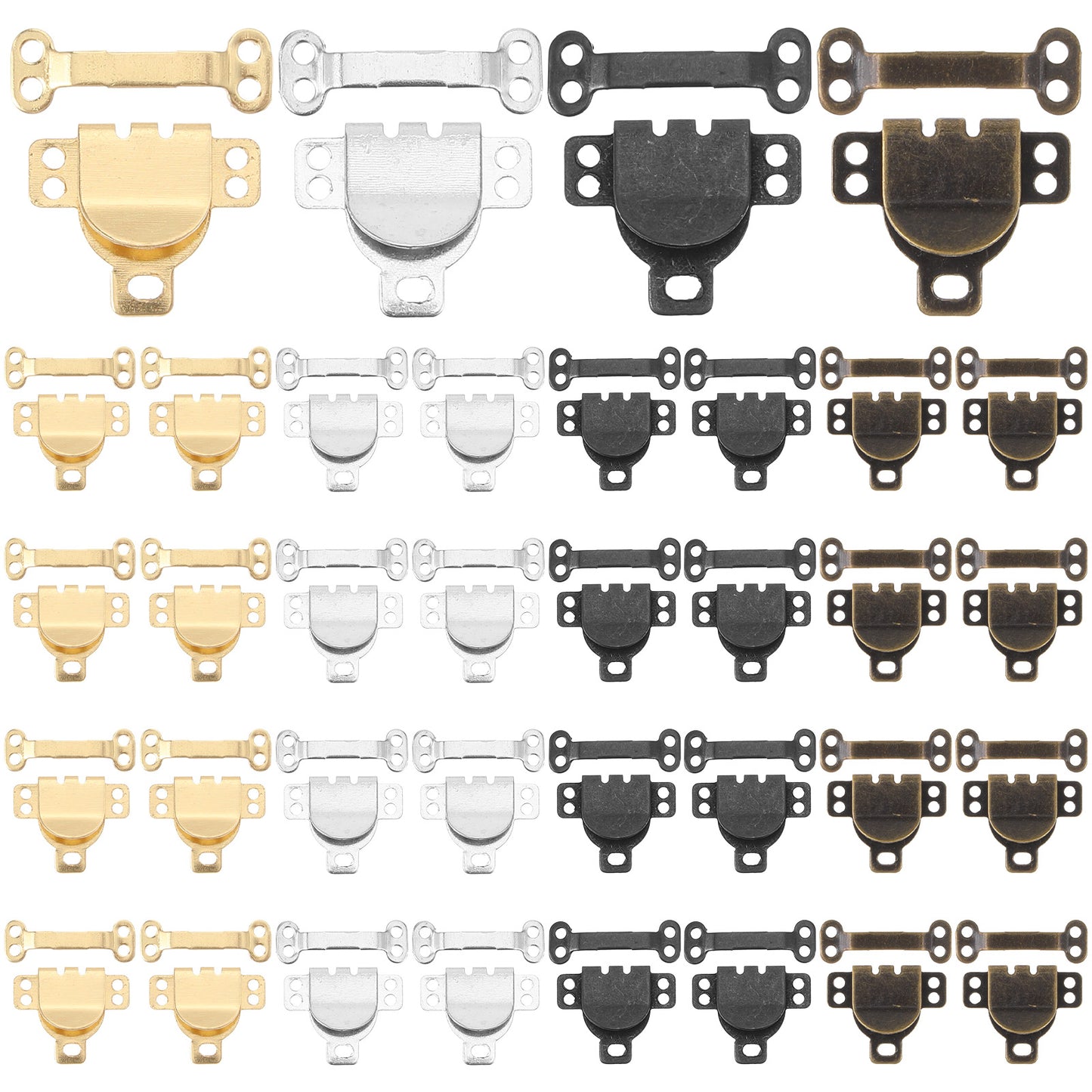 Elegaperma 32 Pairs Hook and Eye Fastenings, Trouser Fasteners Hook and Bar, Hook and Eye Fastenings for Clothes Silver and Black Copper Closure Set for Skirts Trousers and DIY Sewing Projects