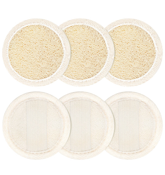 6 Pcs Natural loofah, Gentle Face Scrubber Exfoliating Pads, Loofah Sponge for Body Exfoliation Shower Sponge for Women and Men, Off White