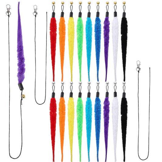 guduling 24 Pcs Worm ON A String,Cat Toy Worms, Fuzzy Worm Cat Toy Refills with 3 Lobster Clasp Strings, Interactive Kitten Toys for Indoor Cats