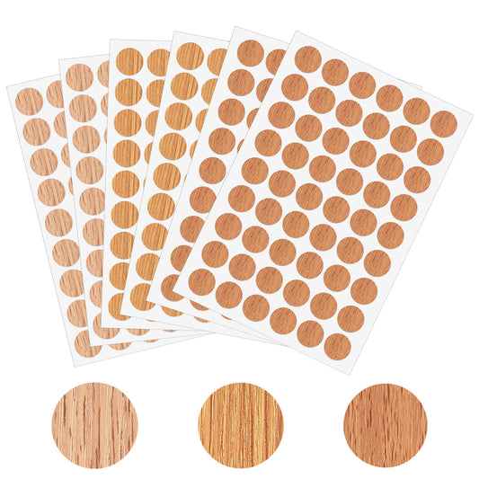 Guduling 304 Pcs Screw Cover Stickers,Screw Hole Stickers Self Adhesive, 21mm Wood Screws Hole Covers for Wardrobe, Cabinet, Desk & Shelf – Oak Deep Finish
