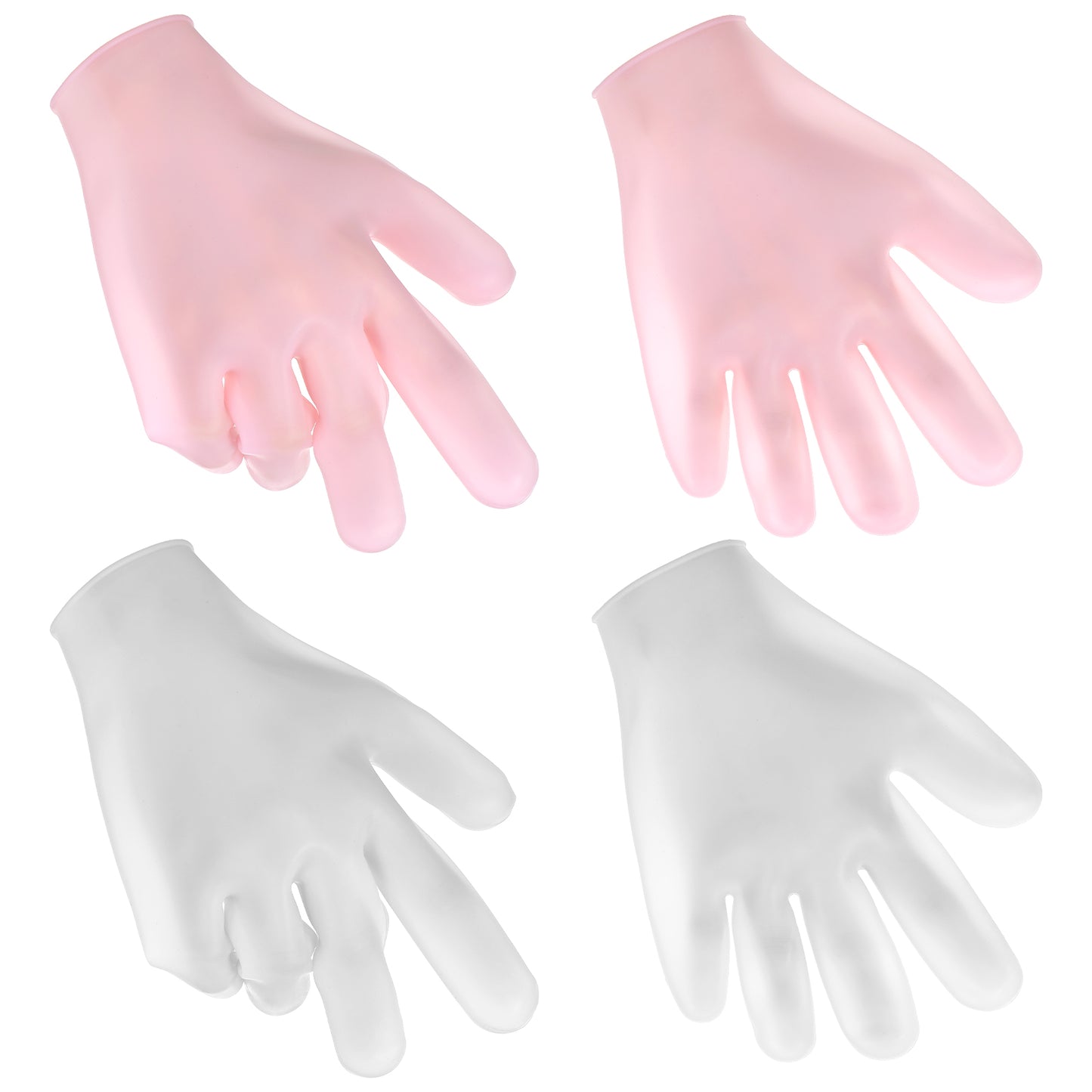 Elegaperma Moisturizing Gloves - 2 Pairs Silicone Gloves for Dry Hands, Overnight Moisture Glove for Softening Rough Skin - Pink & White