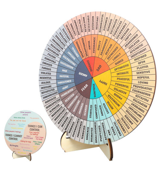 Emotional Wheel, 7 Inch Wooden Double-Sided Feeling Wheel