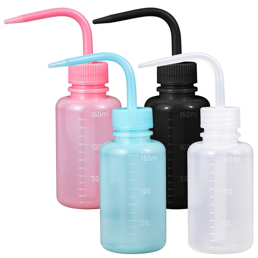 guduling 4 Pack Squeeze Bottle with Nozzle,150 ml Tattoo Wash Bottle with Measure,Succulent Watering Can,Tattoo Squeeze Bottle for Plants & Lab,4 Colors