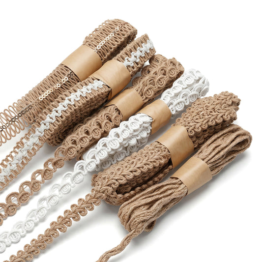 Guduling 6 Pcs Jute Ribbon,18 Meters Hessian Ribbon,Burlap Ribbons for DIY Sewing, Rustic Wedding Decorations, Gift Wrapping & Party Supplies
