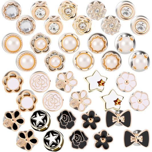 Classicseali 40PCS Modesty Pins, Nail-Free Brooch Pins for Clothes, Detachable Lapel Pin for Women, Replacement Safety Button for Clothing Shirt Dress Sweaters Coat Shawl