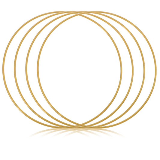Classicseali 4Pcs Metal Floral Hoop, 7.87 Inch Metal Rings for Craft, Gold Metal Ring, Floral Hoop Craft Rings for DIY Wedding Wreath Decor, Macrame Projects, Dream Catcher, Wall Hanging Crafts