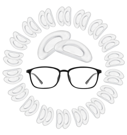 20 Pairs Silicone Nose Pads for Glasses, Anti-Slip Adhesive Glasses Nose Grips Replacement Pads, Soft Silicone Cushions for Eyeglasses & Sunglasses (White, 15 x 7mm, 2mm Thick)