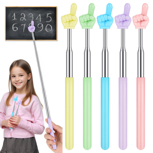 oruola 5pcs Finger Pointer Stick,Pointers for Classroom,Retractable Teacher Pointer Sticks,Multicolor Pointer Stick for Classroom,Pointer Stick for Classroom Supplies Kids Reading,Extends to 26.89In
