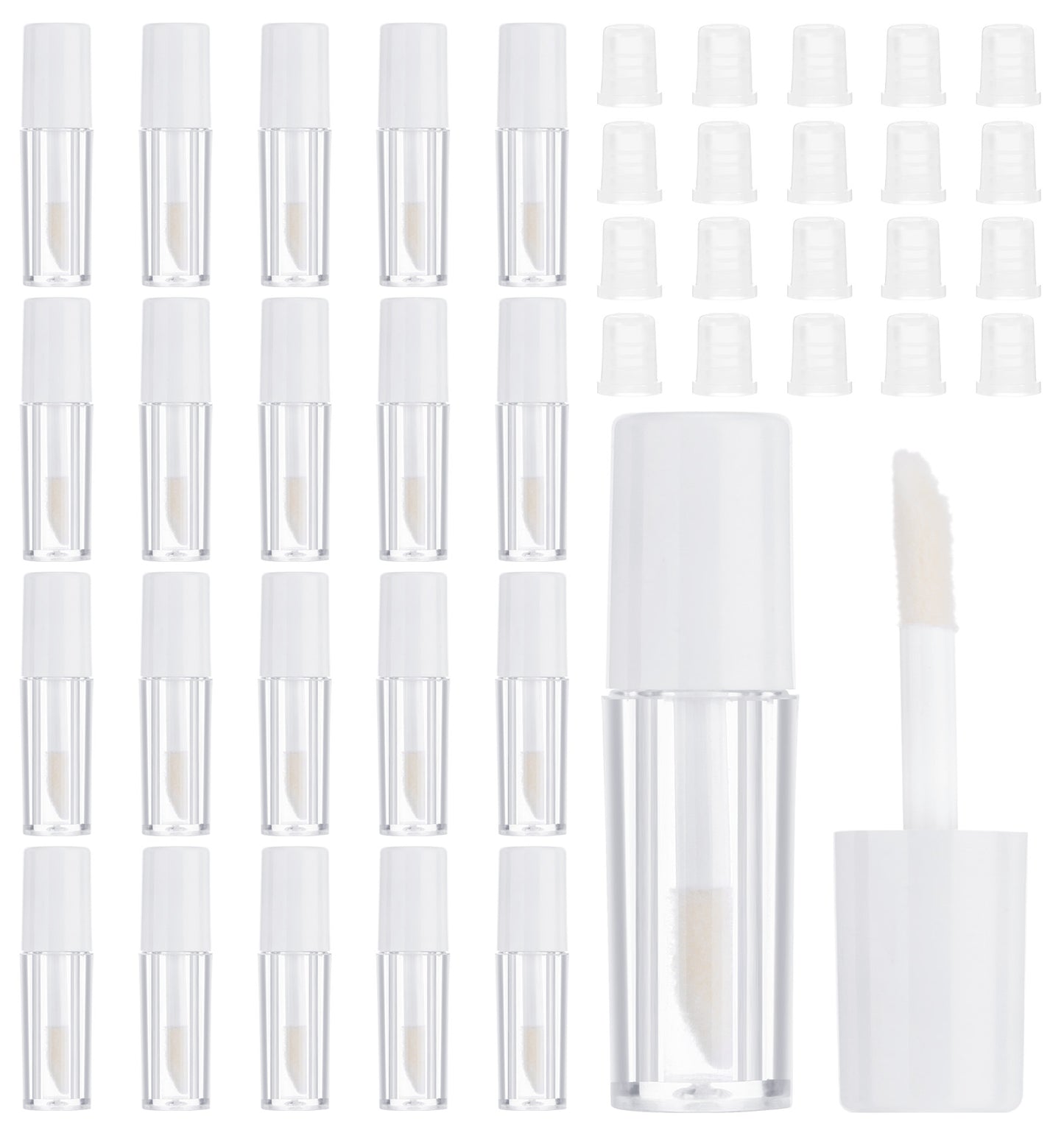 20 Pcs Empty Lip Gloss Tubes, 1.2 ml Small and Portable Reusable Clear Glaze Containers with Stopper for Storing Lip Sample Skin Care Oil
