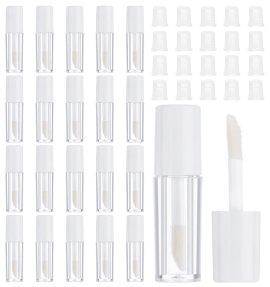 20 Pcs Empty Lip Gloss Tubes, 1.2 ml Small and Portable Reusable Clear Glaze Containers with Stopper for Storing Lip Sample Skin Care Oil