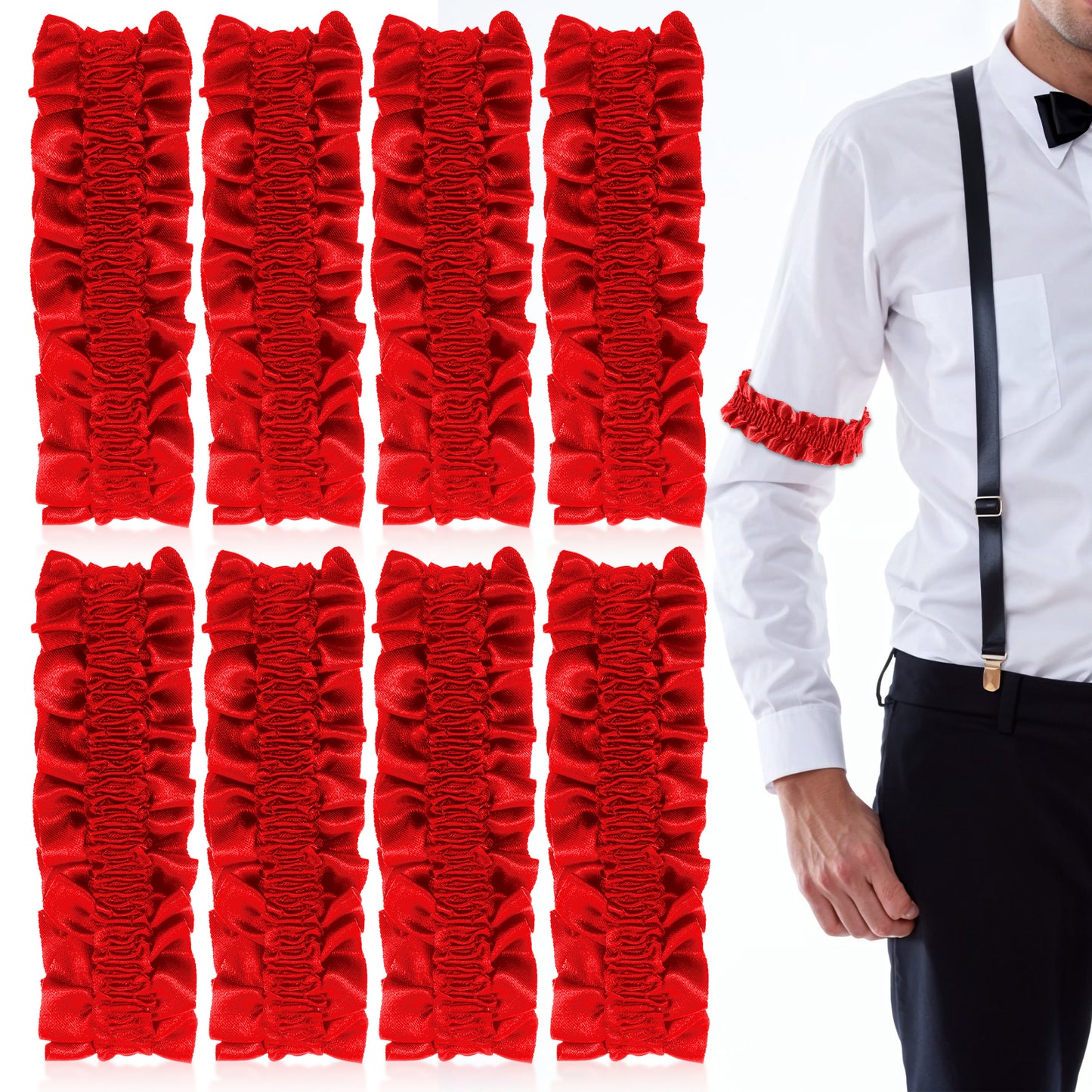 oruola 8pcs Arm Garters for Men,Red Sleeve Garters for Men,Great Gatsby Accessories for Men,1920s Accessories for Men or Party Supplies Las Vegas Poker Game Night