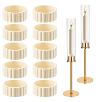 10pcs Silicone Candle Grippers for Taper Candles, Candle Grippers Stabiliser, Flexible Silicone Candle Cups for Wedding Anniversary Dinner, Festive Home Decor Gifts (White)