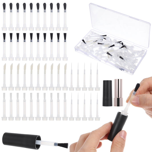 Oruola 52 pcs Nail Polish Brush,Replacement Nail Polish Brush Kit,5 Size of Disposable Nail Polish Brushes with 2 Cap,Soft Bristles Lipstick Applicator Wands for Lipstick Nail Art Eyeliner Lipstick