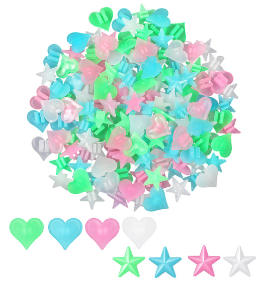 Thrymme 144Pcs Bike Spoke Decorations, Bike Spoke Beads Star Heart Shaped, Colorful Luminous Kids Bicycle Wheel Spoke Decorative Accessories