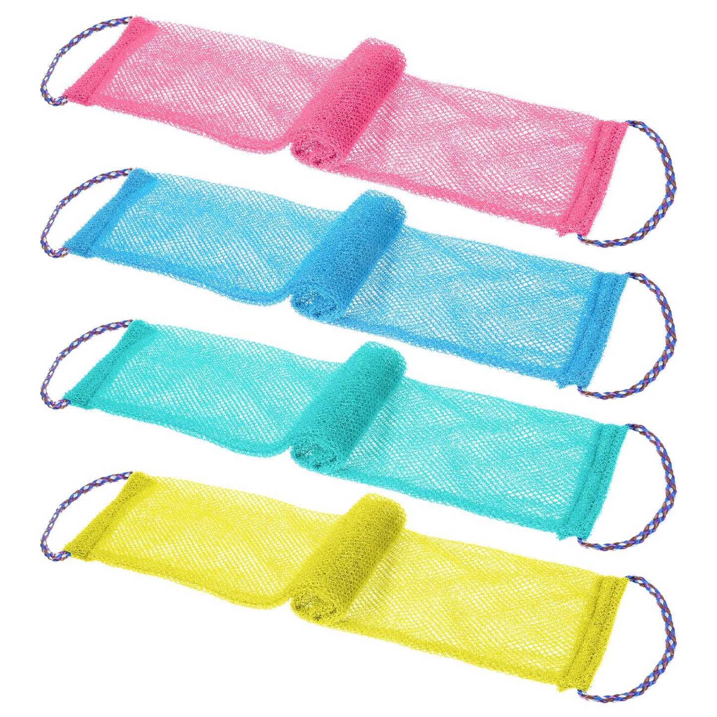 Classicseali 4pcs African Net Sponge with Handles, 30Inch Shower Net Scrubber for Body, Net Sponges for Shower, Exfoliating Body Scrubber Back Scrubber for Shower for Men Women