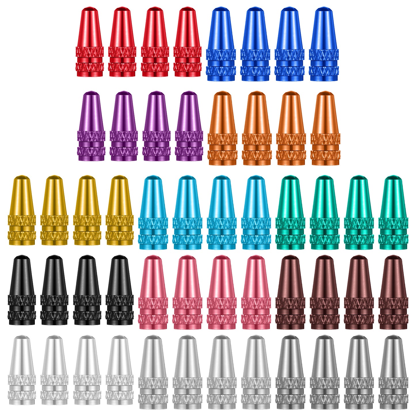 Guduling Pack of 52 Bicycle Valve Caps, French Bicycle Valve Caps, Bicycle Dust Caps, Aluminium Universal Presta Valve Caps for Bicycles, French Valve Caps, 13 Colours