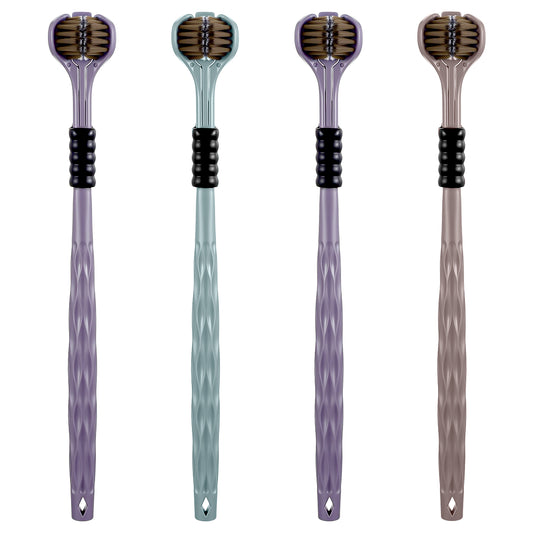 Guduling 4 Pcs 3 Sided Toothbrush,Autism Toothbrush,360 toothbrushes,Deep Clean, Soft Bristles, Ergonomic Handle,Dental Care Set,for All Ages, Travel-Friendly Design