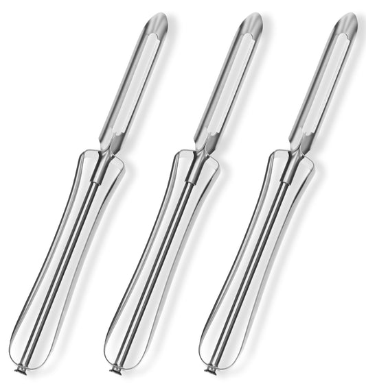 3 Pack Potato Peelers, Stainless Steel Potatoes Peelers with Swivel Blade & Ergonomic Handle, Metal Potato Peeler for Vegetables, Fruits, Dishwasher Safe