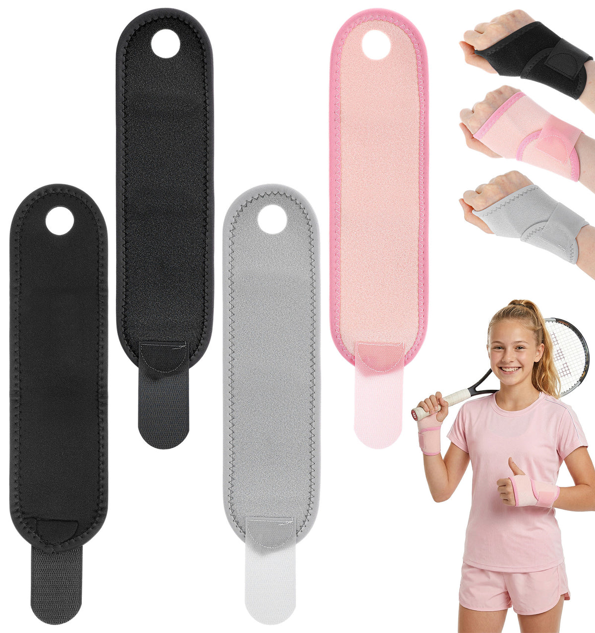 Kids Wrist Support, 4PCS Youth Wrist Brace, Breathable Support for Sports