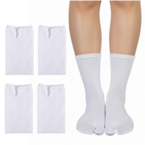 Thrymme 4 Pairs Japan Tabi Socks, White Split Toe Socks for Flip Flops & Toe-Separating Shoes, Comfortable Elastic Casual Japanese Tabi for Men and Women