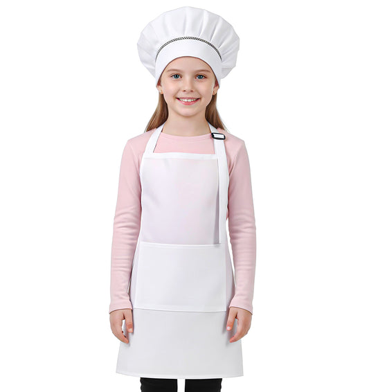 Thrymme 1 Pairs Kids Chef Hat for Cooking Baking (White)