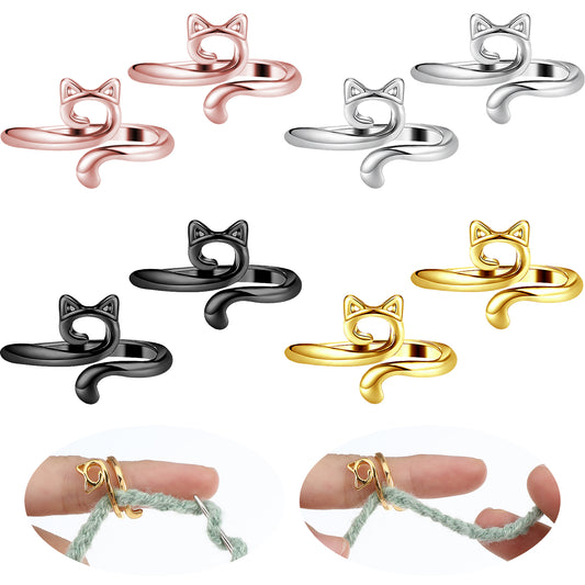 Guduling 8 Pcs Crochet Ring,Crochet Tension Ring,Knitting Rings Adjustable,Crochets Supplies DIY Crafts, Braided Faster Accessories for Mother Grandma Gifts