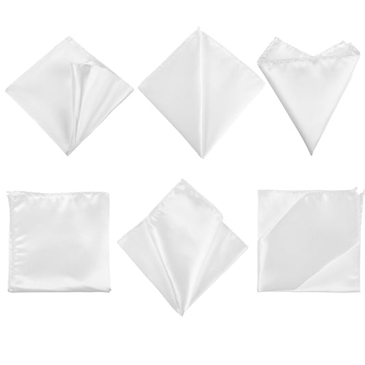 Elegaperma 6PCS Mens Hankies Multipack, Classic White Pocket Squares for Men with Satin Sheen for Formal Wear and Mens Hankies Essentials