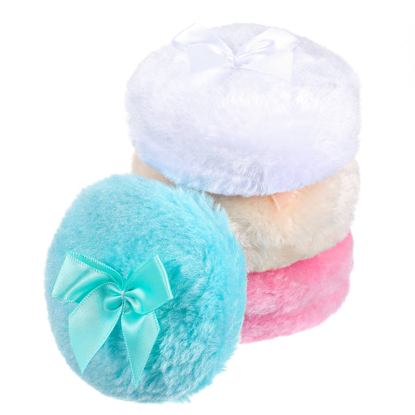 Oruola 4 Pack Body Powder Puffs, 3.5 Inch Large Powder Puffs, Soft Washable Reusable Powder Puffs, Loose Powder Puffs Wet and Dry Makeup Tools for Babies, Kids, Adults (Pink+Beige+White+Green)