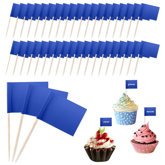 Guduling 100 Pcs Food Flags,Buffet Food Labels,Foods Flags for Buffets to Write on,for Buffet, Cheese Markers, DIY Stick Flag,Party Decoration,Cocktail Picks for Partys, Bar, Sport Events,(Blue)