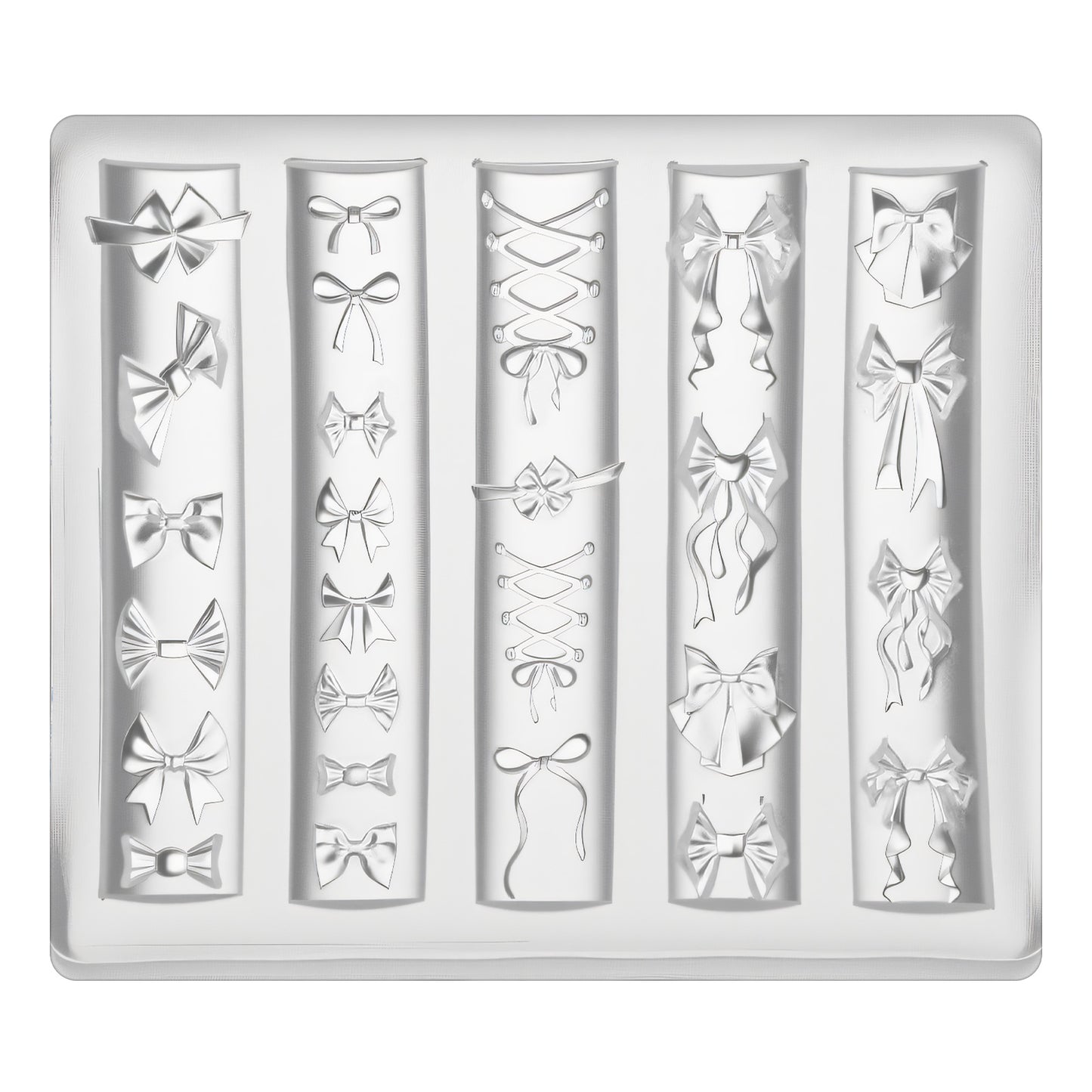 Bow Nail Mold, 3D Silicone Transparent Bow Nail Moulds Carving Template for Craft