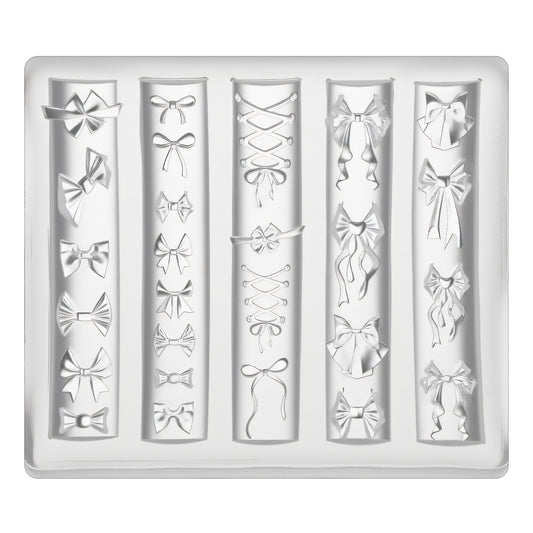 Bow Nail Mold, 3D Silicone Transparent Bow Nail Moulds Carving Template for Craft